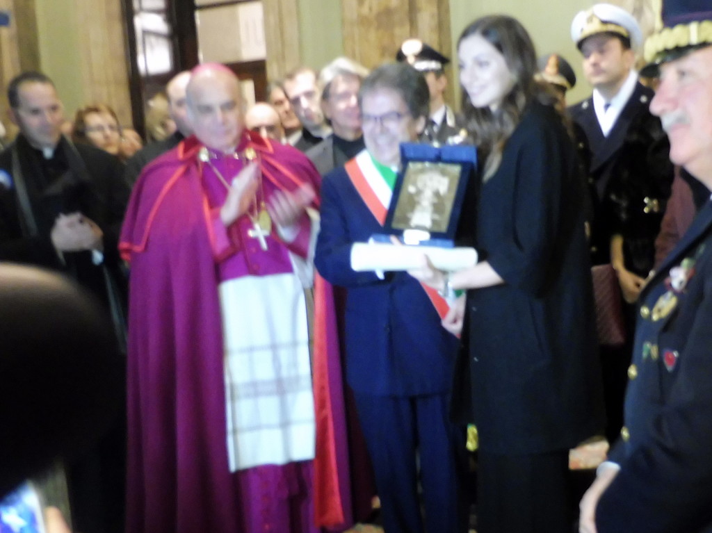 L'ARCIVESCOVO MONS GRISTINA,IL SINDACO BIANCO E ROSSELLA FIAMINGO